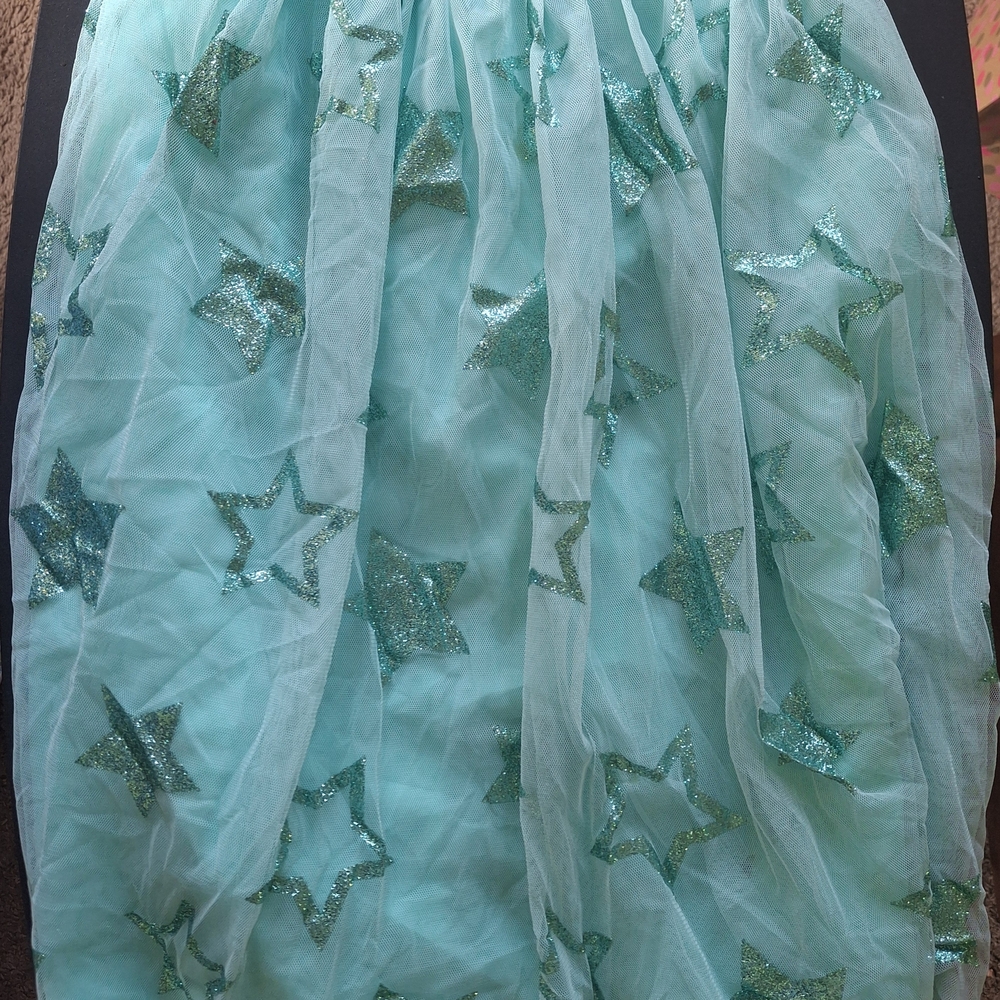 Star Patterned Turquoise Tulle Skirt